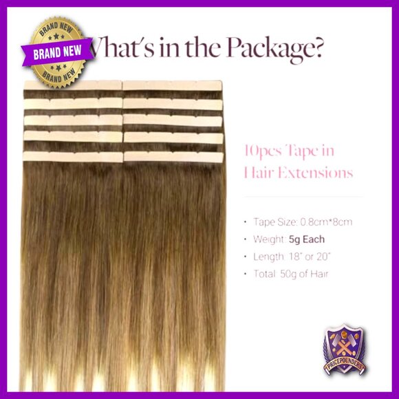Human Hair Tape Extensions 20in 10pcs 50g 8cm Wide Heat-Safe Remy main image 5